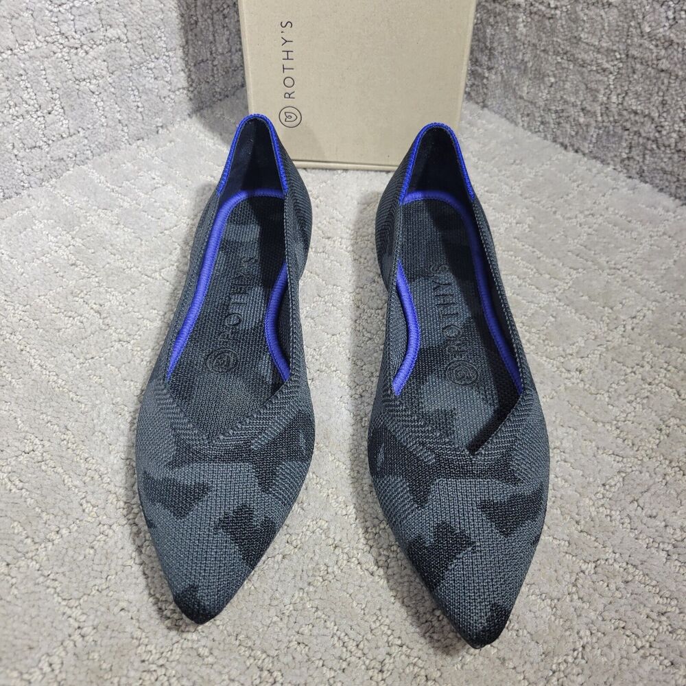 Rothy’s The Point Women's Size 6 US Grey Camo Pointed Toe Slip on Flat Shoes - Picture 7 of 16